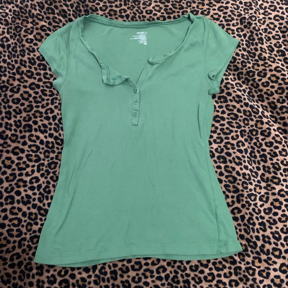 Old Navy Green Fitted Polo T-Shirt